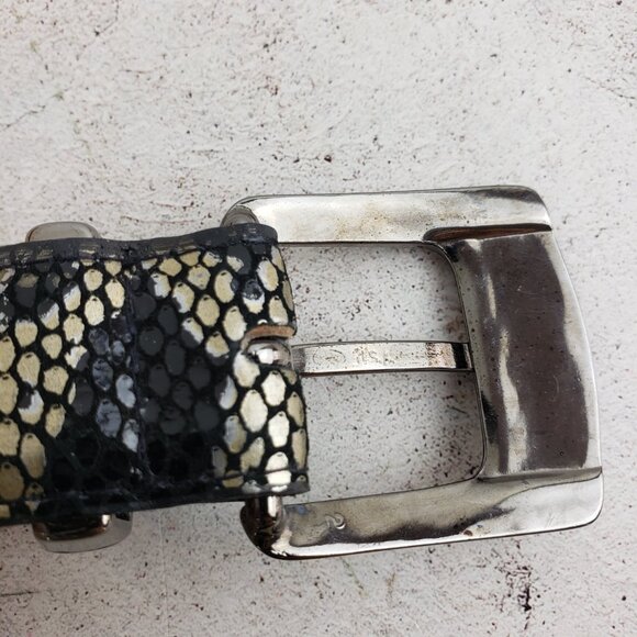 Vintage Elite Fresno Ca Leather Belt Snakeskin Python Metallic size L - Picture 4 of 8